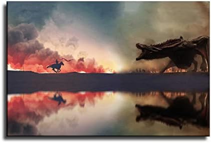Daenerys Targaryen, Dragon, Jaime Lannister Canvas Art Poster and Wall Art Pict
