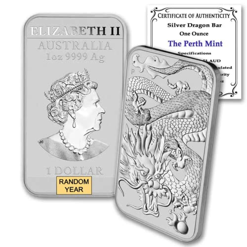 2018 P - נוכח מגרש של 1 גרם מוטות כסף אוסטרליה פרת 'מנטה דרקון סדרת מטבעות מלבניים מבריקים ללא