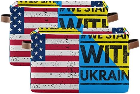 מארגן אחסון Zrwlucky סלי סלי פחים אמריקה קוביית בד אוקראינה לארגון סלי מדף מלבניים מתקפלים לכביסה, מדפים,