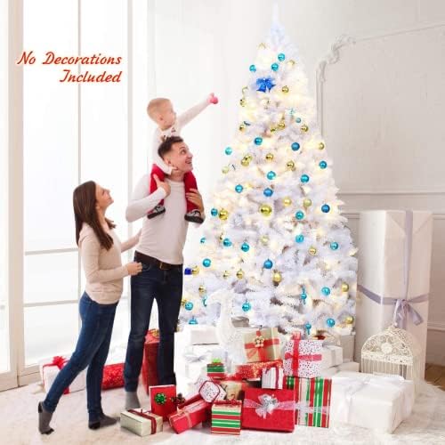 RivallyCool 9/7.5/6ft עץ חג מולד מלאכותי לבן, עץ מלא של צירים פרימיום עץ מלא עם מעמד מתכת והרכבה