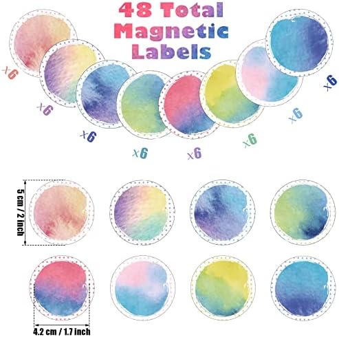 48 PCS צבעי מים מיני מבטאים מספרים עגולים מבטאים מגנטיים יבש מחיקה מגנטים ריקים מגנטים מגנטים