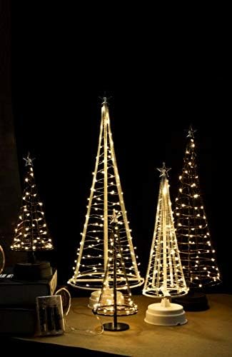 עצי חג המולד מיני, עץ חג מולד מואר עם סוללה לפסטיבל חג המולד, מסיבה, נוריות לבנות משומשות משומשות