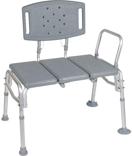 ספסל העברת קו בריאות גובה מתכוונן, ספסל העברת אמבטיה בריאטרי כבד עם גב, מושב מונע החלקה, כיסא ספסל למקלחת