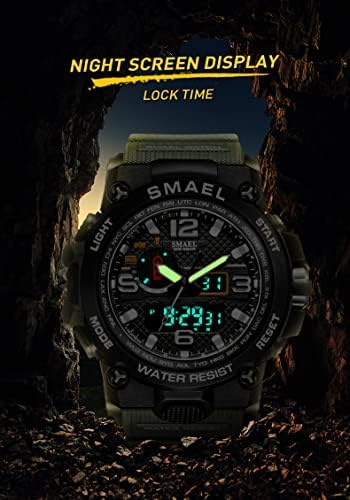 שעונים של גברים חיצוני ספורט עמיד למים שעון צבאי טקטי דיגיטלי אנלוגי שעון יד תאריך רב פונקציה הוביל גדול