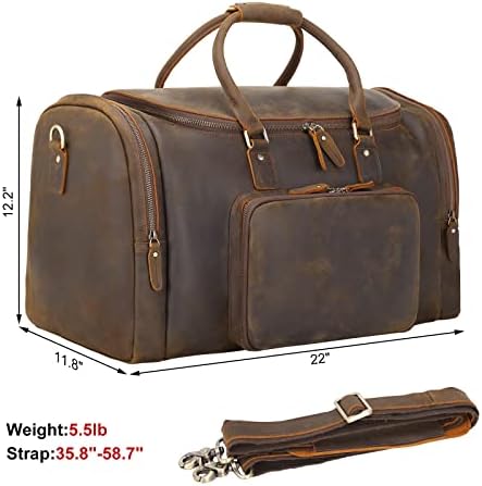 תיק נסיעות גדול בגודל 22 אינץ 'עור אמיתי לגברים תיק מזוודות וינטג' בן שבוע 51 ליטר