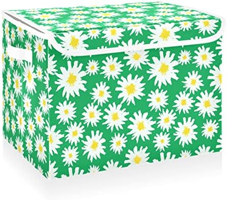 קופסאות אחסון מתקפלות של קטאקו עם מכסים קמומיל ירוק קמומיל פחי אחסון בדים גדולים מתקפלים עם מכסים ארון
