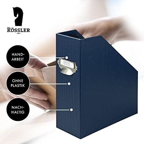 Rössler Soho 115 ממ A4 תיבת מגזינים עם ידית ומחזיק אינדקס - כחול נייבי
