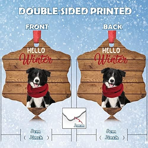 כלב לובש קישוטים לצעיף אדום לעצי חג המולד שלום חורף פומרניאן קישוטי חג המולד מותאמים אישית 2022 קישוטים