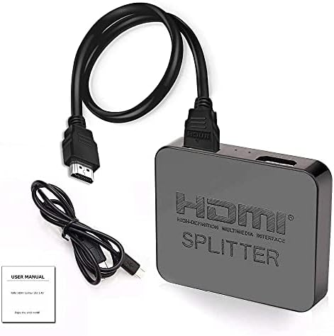 מפצל HDMI 1 ב -2 OUT, מפצל 4K HDMI למסכים כפולים, 1x2 HDMI Splitter 1 עד 2 מגבר תומך