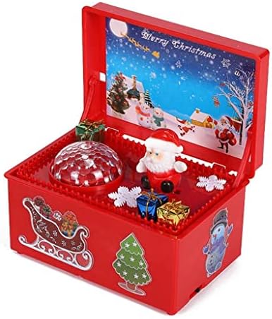 SLNFXC קופסא מוסיקה בסגנון חג המולד יפה יריאייטיב יצירתי סנטה קלאוס דקור קופסת מוסיקה LED למסיבה