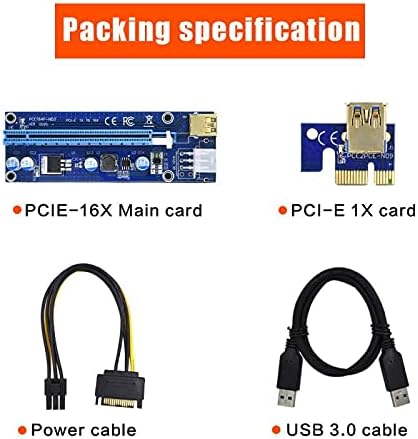 מחברים 0.6M 1M VER009S PCI -E 1X עד 16X CARD CARD מאריך PCIE מאריך SATA עד 4PIN POWER USB 3.0 כבל לכריית כרטיסי