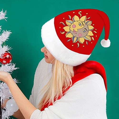 שמש פרחי חג המולד כובע סנטה קלאוס כובעי קצר קטיפה עם לבן חפתים לגברים נשים חג המולד חג מסיבת קישוטים
