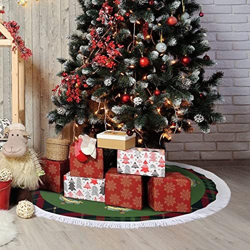 חצאית עץ חג המולד, מחצלת עץ חג המולד משובצת חג המולד עם ציצית, חצאית עץ עץ חג המולד בגודל 30 ,