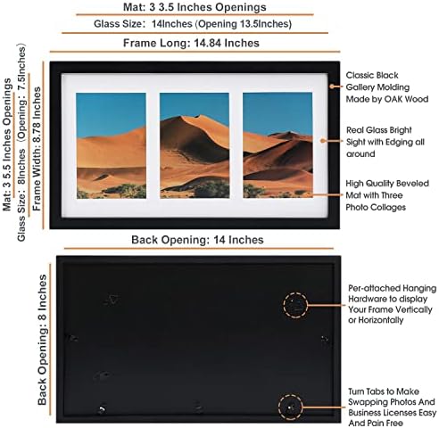 Firminana 8x14 אינץ 'מסגרת תמונה - הצג שלוש תמונות בגודל 4x6 אינץ' על הקיר שלך - מושלם כמסגרת תמונה