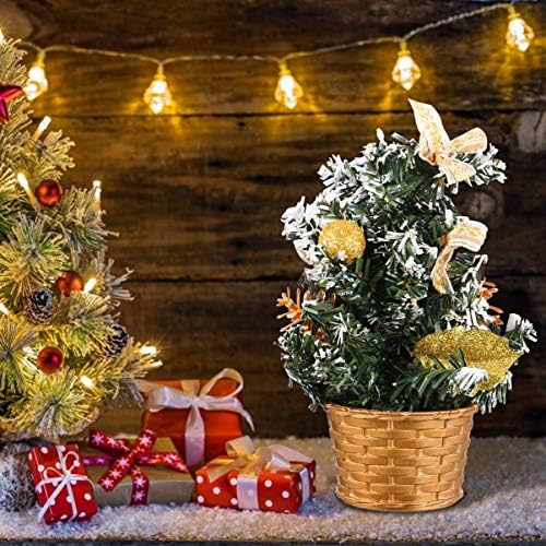 עיצוב חג המולד של Nuobesty עץ חג המולד עם קשת פירות יער זהב, שולחן טבלט מלאכותי עץ חג המולד