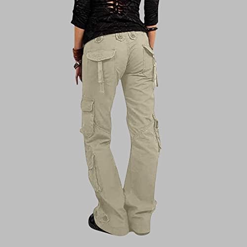 מכנסי מטען של זלובה חאקי לנשים, מכנסי מטען רחבים נשים עם כיסים מכנסי רגל רחבים מכנסיים ארוכים מכנסיים מכנסיים