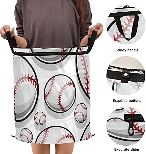 בייסבול קופץ כביסה מכסה עם מכסה רוכסן סל כביסה מתקפל עם ידיות מארגן בגדי סל אחסון מתקפל