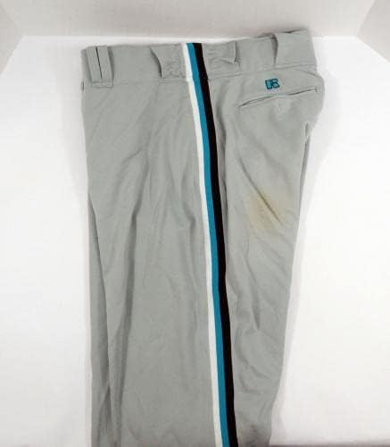 פלורידה מרלינס דרק לי 25 משחק משמש מכנסיים אפורים 44 DP32822 - משחק מכנסי MLB משומשים
