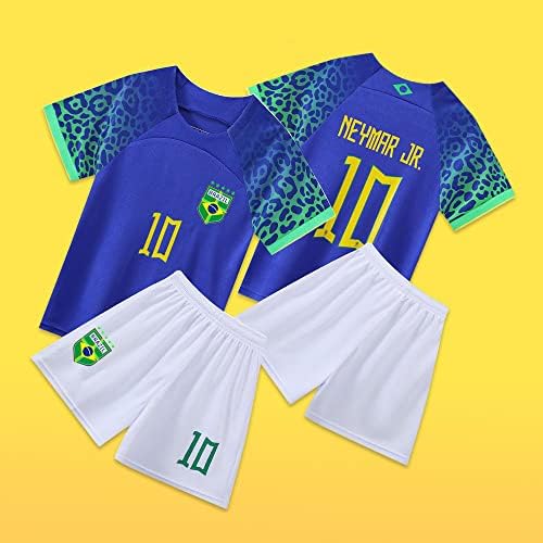 Casmyd Brazil Soccer Jersey+מכנסיים קצרים ילדים 2022 גביע העולם Ney’Marr 10 ג'רזי כדורגל סט של חולצות