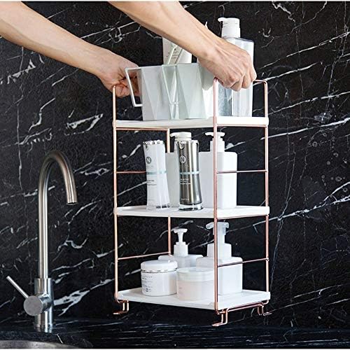 מדף מקלחת WXXGY שלוש שכבות מתכת ללא קידוחים מארגן מנחות מדפי אחסון לחדר שינה למטבח אמבטיה/שלוש שכבות