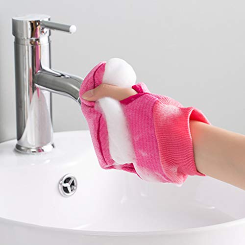 טופ -טופתי יד מטופש 4 יחידות פילינג פילינג כפפות מקלחת כפולות דו צדדיות גוף גוף קרצוף מיט מגבת ספוג