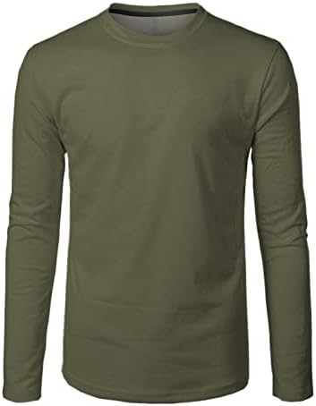 חולצות Xiloccer Mens אופנה ספורט ספורט כושר חיצוני שולי מעוקל צבע אחיד צבע צוואר עגול חולצה שרוול