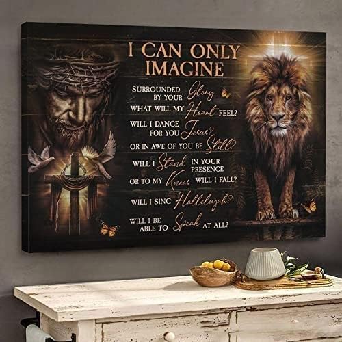 האריה של יהודה ישוע המשיח אמנות קיר קנבס אריה ותמונת ישוע אני יכול רק לדמיין את עיצוב הקיר של פוסטר
