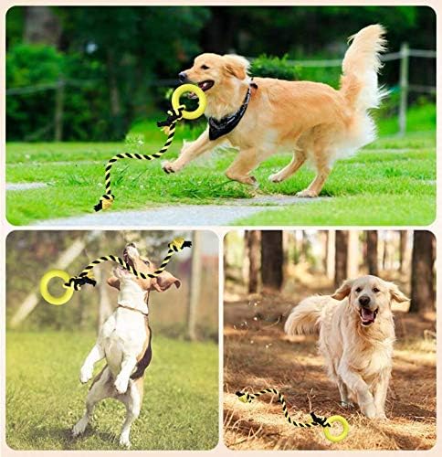 צעצועי חבל כלבים עמידים במיוחד, צעצועי טבעת כלבים גומי, צעצועים לעיסה של כלבים, צעצועי כלבים סופר -עוזרים נהדרים