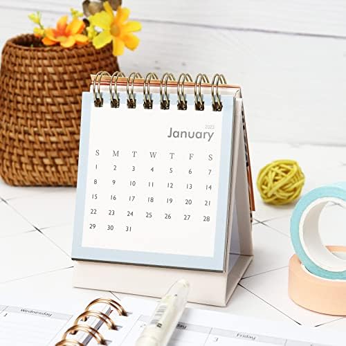 לוח השנה של Multibey Mini Desk Desk מיולי 2022 עד דצמבר 2023, 18 לוח היפוך חודשי עם ספירלת סליל פלדה, לוח