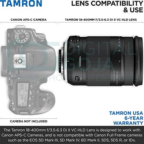TAMRON 18-400 ממ f/3.5-6.3 DI II עדשת HLD VC למצלמות DSLR Canon עם Altura Photo Assity and Travel