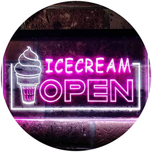 חנות גלידה פתוחה צבע כפול הוביל שלט ניאון לבן וסגול 24 איקס 16 רחוב 664-מ0079