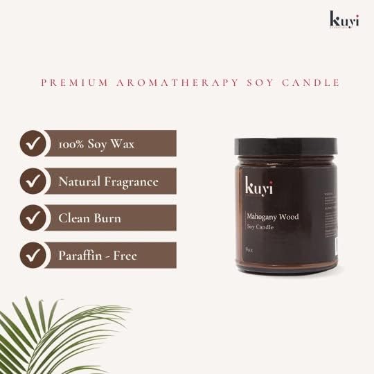 Kuyi Essentials Premium Premium Premium Aromatherapy נרות סויה לבית, מתנות לנשים, צנצנת 9oz, 70 שעות
