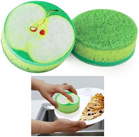 2 עיצוב פרי תפוחים ירוק ספוג ספוג קרצוף שוטף רפידות מטבח נקייה