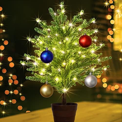 עץ חג המולד מיני עם אורות לשולחן השולחן, 20 אינץ '80 80 אינץ' LED עץ אורן מלאכותי לפני מואר עם