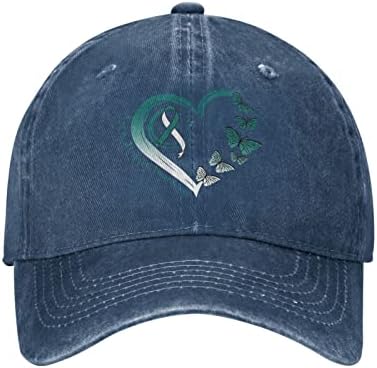 טורקיז סרט פרפר לב אבא כובע למבוגרים צוואר הרחם סרטן מודעות בייסבול כובע נשים צוואר הרחם תמיכת כובע