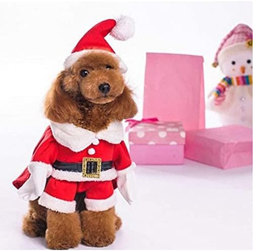 כלב חמות סנטה תחפושת לחג המולד תלבושת כלב הליכה עם כובע בגדי כלב חורף מתנה לחג המולד מצחיק לחתולי כלבים