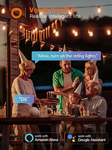 אדלון 48 רגל אורות מחרוזת חיצוניים חכמים עם אפליקציה ושלט רחוק, עובד עם אלקסה, סינכרון מוסיקה