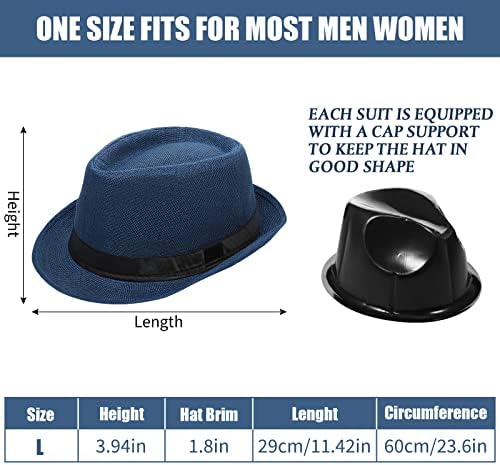 10 מארז 1920 פדורה כובעי גברים קצר ברים שמש פנמה כובעי גברים נשים מסיבת תלבושות, היקף 60 סמ