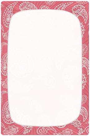 Alaza Pink Paisley Boho יריעות עריסה אתניות מסורתיות גיליון בסינט מצויד לבנים פעוטות תינוקות,