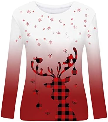 סווטשירטים של סוודר לנשים צווארון צוואר חג המולד הדפסים טשטורות מצוידות בתוספת גודל גודל נשים חורף