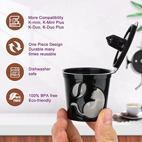 Reusable K Cups for K-Mini/K-Duo, 4 Pack Reusable Coffee Filters Pods for Keurig, BPA Free Refillable