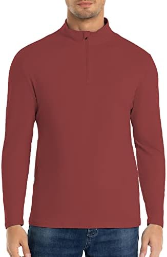 1/4 סוודר של שרוול ארוך של גברים קרוווריים חולצת שרוול ארוך.