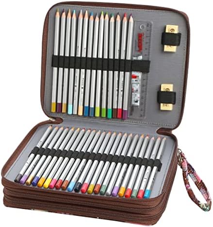 LBXGAP 120 חריצים מארגן תיק עיפרון עם רוכסן לעפרונות צבעי מים פריזמקולור, עפרונות צבעוניים, עפרונות