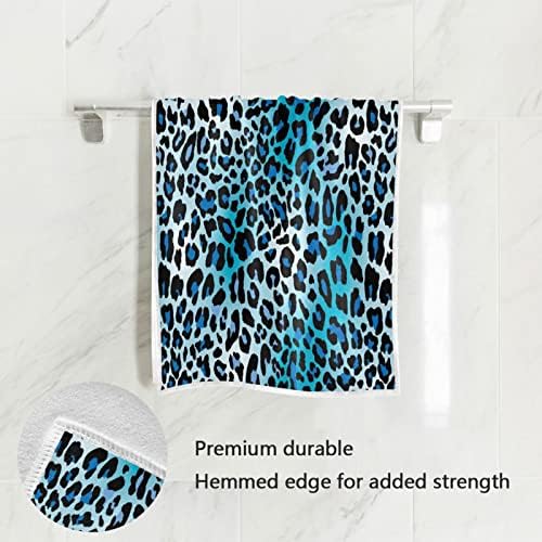 KIGAI Blue Leopard Print מגבות יד 15x30 באולטרה רך סופג מאוד מגבות אצבעות אצבעות אצבעות ומטליות פנים לעיצוב