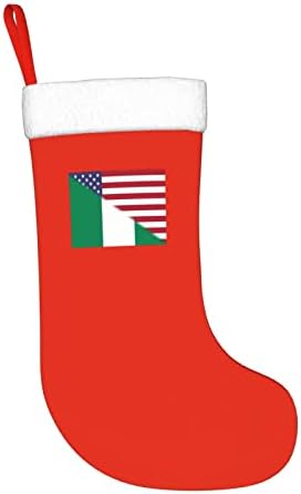 דגל אמריקה של TZT ודגל ניגריה גרבי חג המולד, מתנות למסיבת חג חג המולד לקישוטים לחג משפחתי 18 אינץ '