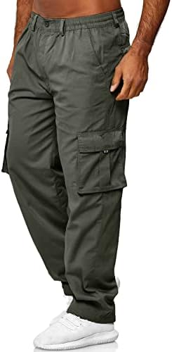 מכנסי מטען לגברים מכנסי מטען לגברים עם כיסים בצבע אחיד מכנסי טרנינג ארוכים לגברים