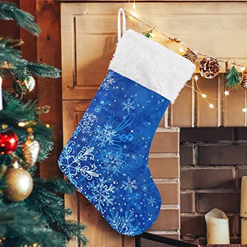 גרבי חג המולד של Alaza כחול חג המולד קלאסי קלאסי מותאם אישית קישוטי גרב גדולים לעיצוב המסיבה של עונת החגים