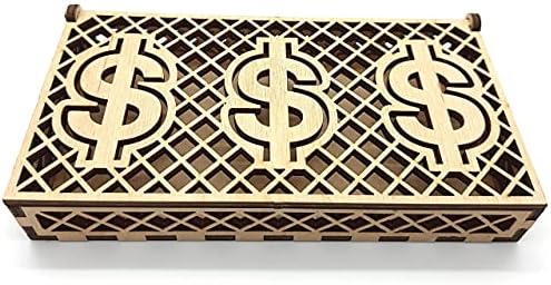 קופת מזומנים מעץ עם שלט דולר מנעול-קופסת אחסון מחזיק כסף שטר דולר-קופסת תכשיטים 6 על 4 אינץ ' לשטרות-מארז