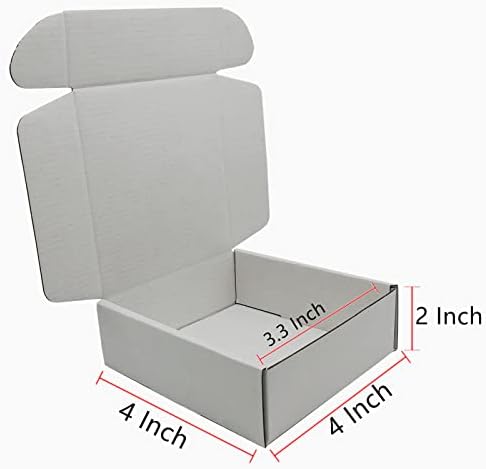 קופסאות משלוח קטנות בגודל 4 על 4 על 2 אינץ', קופסת קרטון גלי לבנה 50 מארז