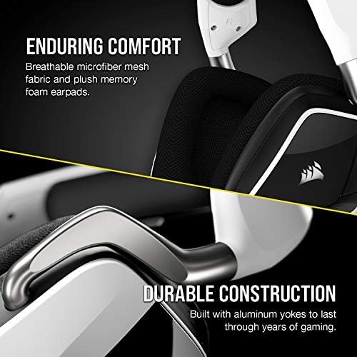 Corsair Void RGB Elite USB אוזניות משחק פרימיום עם צליל היקפי 7.1, לבן
